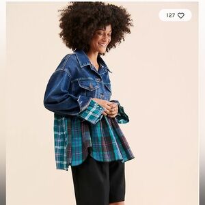 Free people x Tricia Fix Peplum Levi's Women's Denim and Plaid Jacket